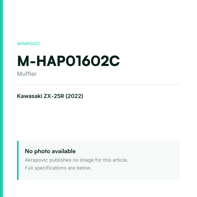 Akrapovic Muffler M-HAP01602C — placeholder, no manufacturer photo available