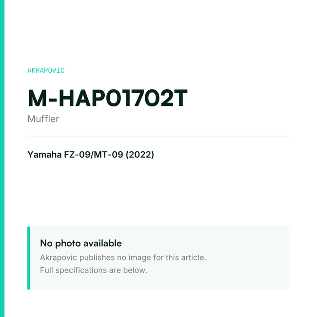 Akrapovic Muffler M-HAP01702T — placeholder, no manufacturer photo available