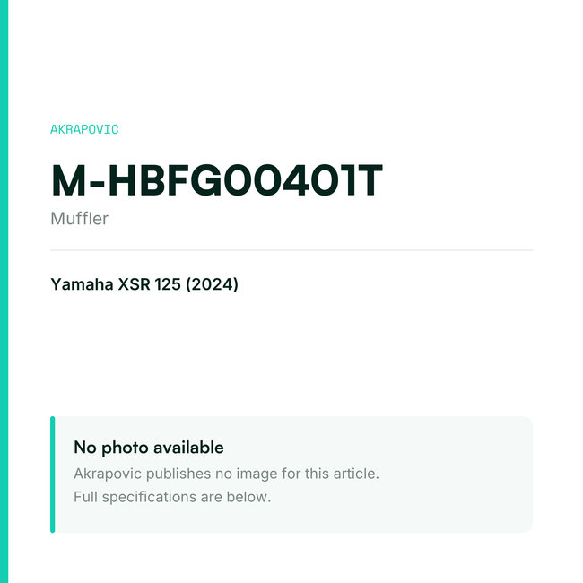 Akrapovic Muffler M-HBFG00401T — placeholder, no manufacturer photo available