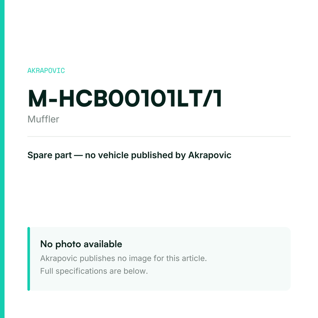 Akrapovic Muffler M-HCB00101LT/1 — placeholder, no manufacturer photo available