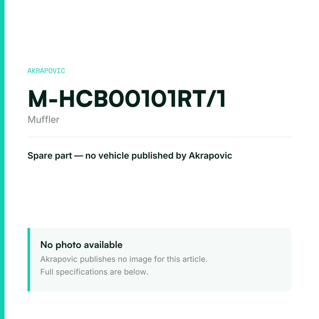Akrapovic Muffler M-HCB00101RT/1 — placeholder, no manufacturer photo available