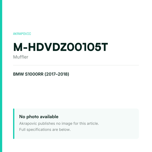Akrapovic Muffler M-HDVDZ00105T — placeholder, no manufacturer photo available