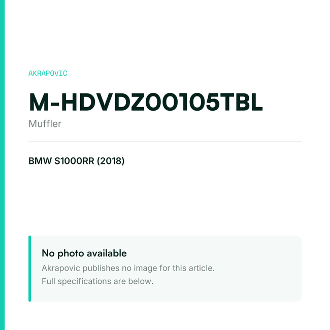 Akrapovic Muffler M-HDVDZ00105TBL — placeholder, no manufacturer photo available