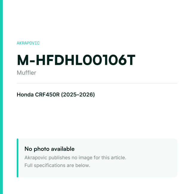 Akrapovic Muffler M-HFDHL00106T — placeholder, no manufacturer photo available