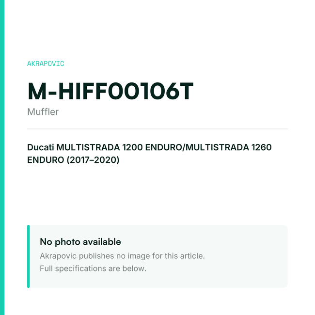 Akrapovic Muffler M-HIFF00106T — placeholder, no manufacturer photo available