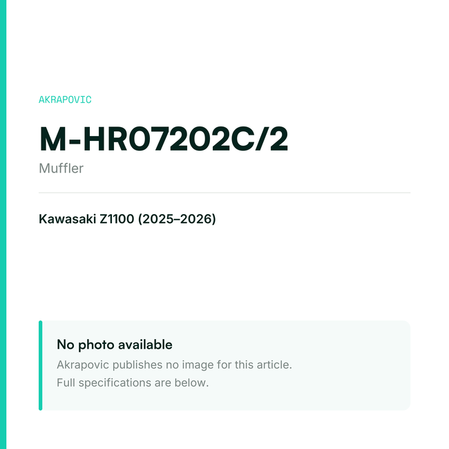Akrapovic Muffler M-HR07202C/2 — placeholder, no manufacturer photo available