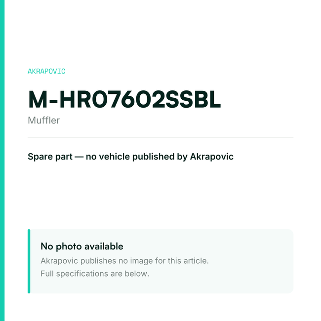 Akrapovic Muffler M-HR07602SSBL — placeholder, no manufacturer photo available