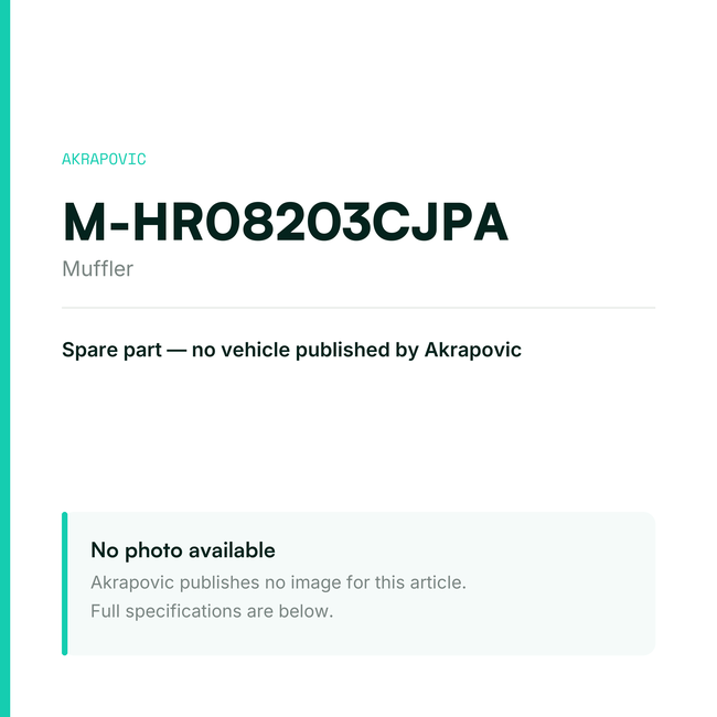 Akrapovic Muffler M-HR08203CJPA — placeholder, no manufacturer photo available