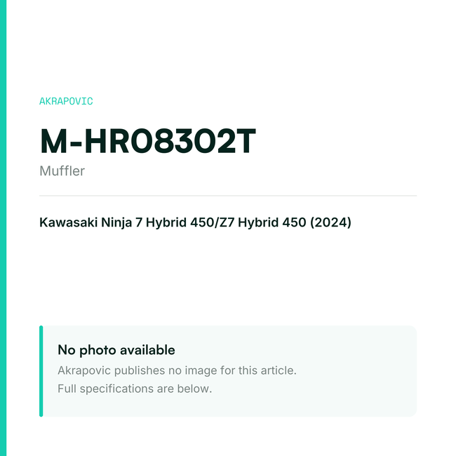Akrapovic Muffler M-HR08302T — placeholder, no manufacturer photo available