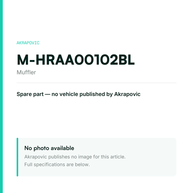 Akrapovic Muffler M-HRAA00102BL — placeholder, no manufacturer photo available