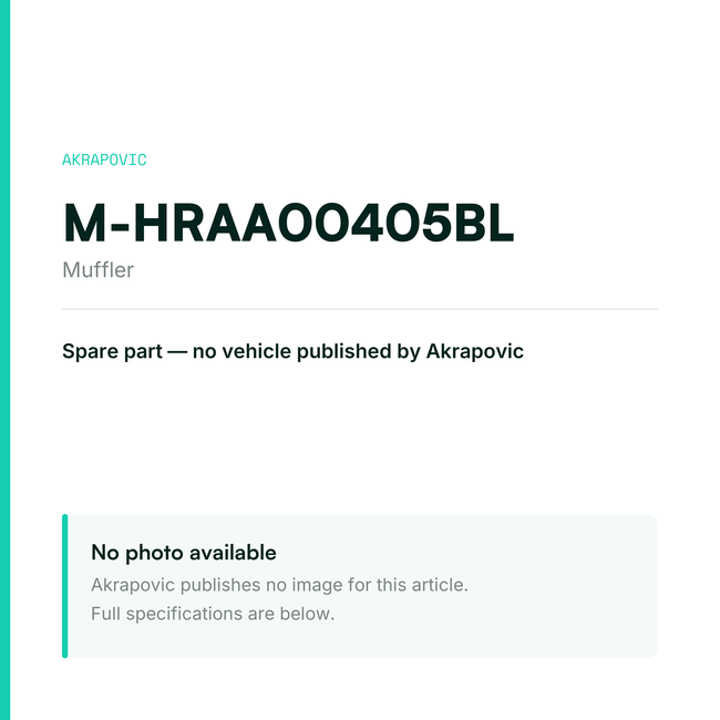 Akrapovic Muffler M-HRAA00405BL — placeholder, no manufacturer photo available