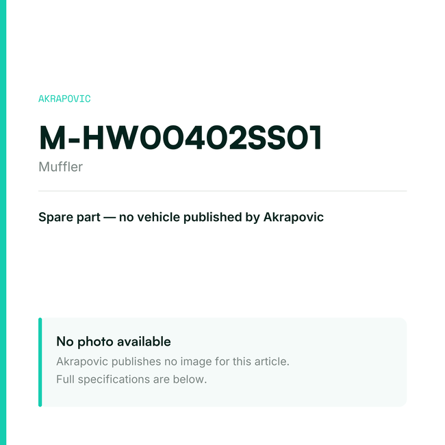 Akrapovic Muffler M-HW00402SS01 — placeholder, no manufacturer photo available