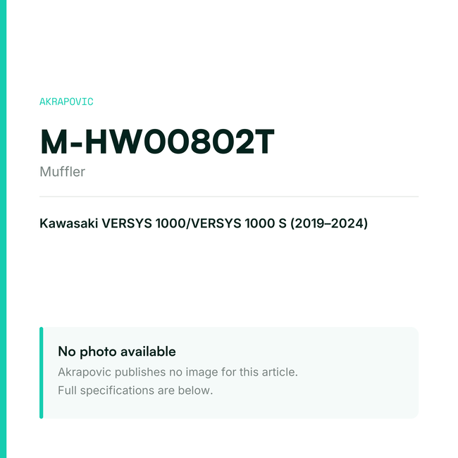 Akrapovic Muffler M-HW00802T — placeholder, no manufacturer photo available