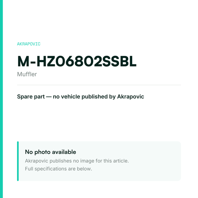 Akrapovic Muffler M-HZ06802SSBL — placeholder, no manufacturer photo available