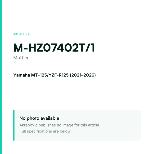 Akrapovic Muffler M-HZ07402T/1 — placeholder, no manufacturer photo available