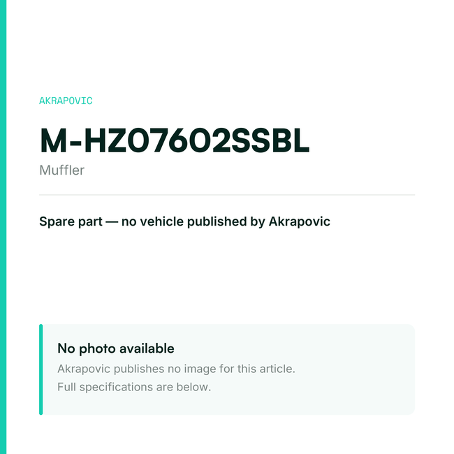 Akrapovic Muffler M-HZ07602SSBL — placeholder, no manufacturer photo available