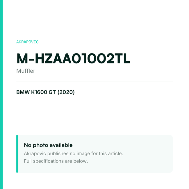 Akrapovic Muffler M-HZAA01002TL — placeholder, no manufacturer photo available
