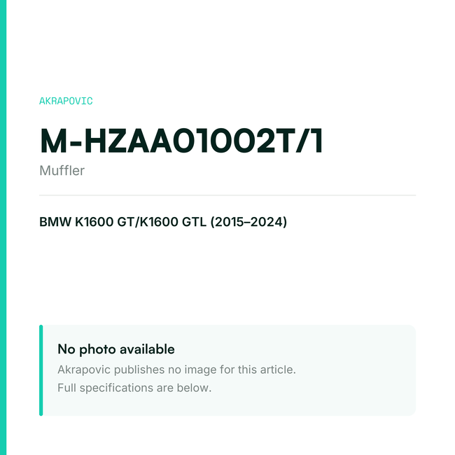 Akrapovic Muffler M-HZAA01002T/1 — placeholder, no manufacturer photo available