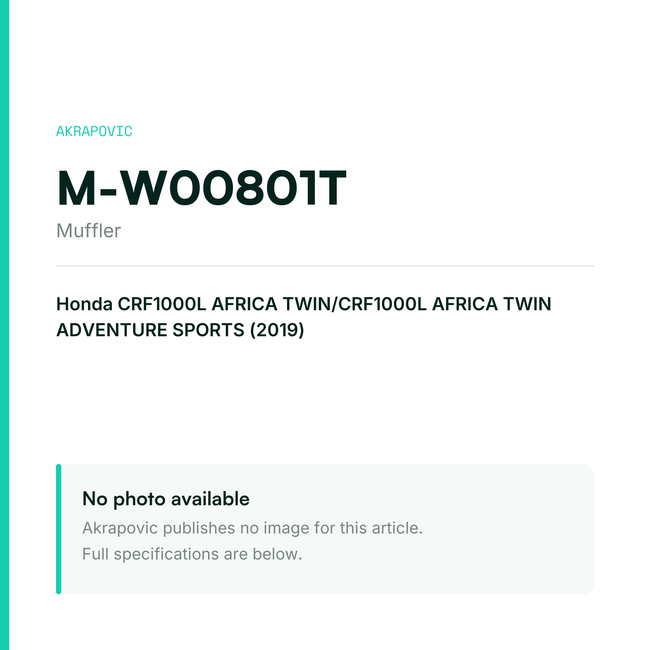 Akrapovic Muffler M-W00801T — placeholder, no manufacturer photo available