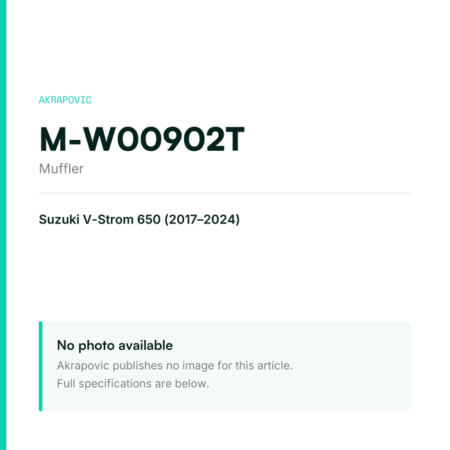 Akrapovic Muffler M-W00902T — placeholder, no manufacturer photo available
