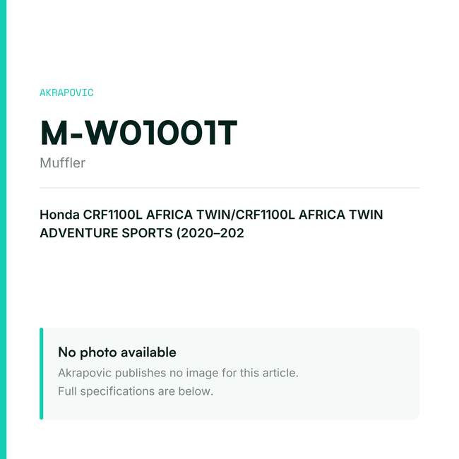 Akrapovic Muffler M-W01001T — placeholder, no manufacturer photo available