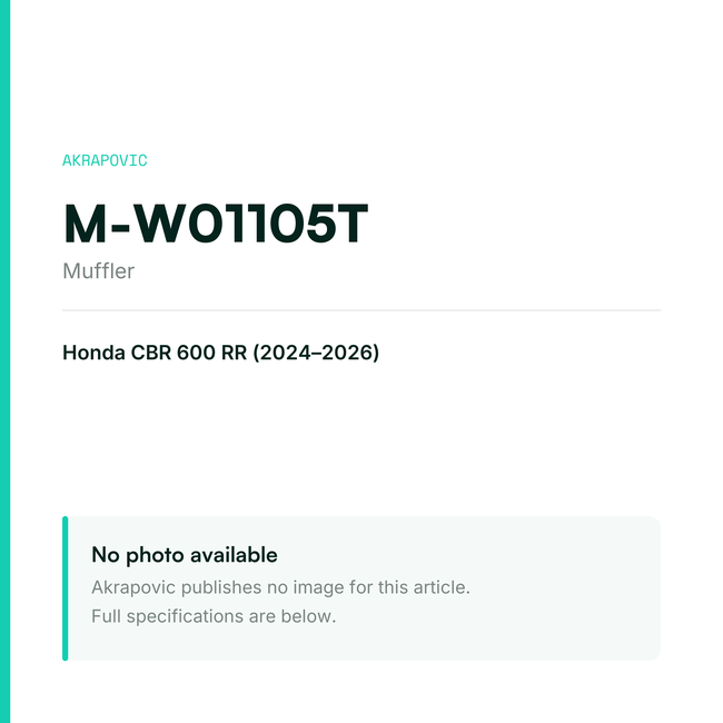Akrapovic Muffler M-W01105T — placeholder, no manufacturer photo available