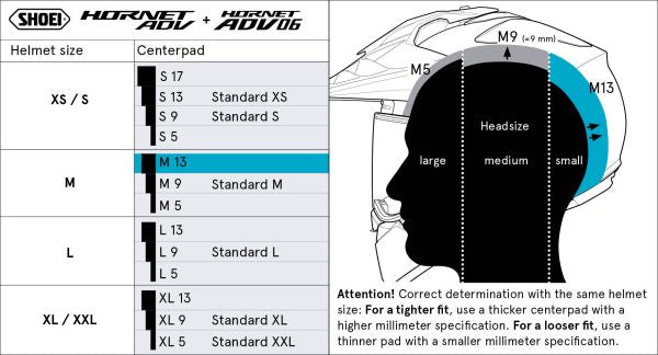 Shoei Head Pad M13 Type-H for Hornet ADV 06 / Hornet ADV