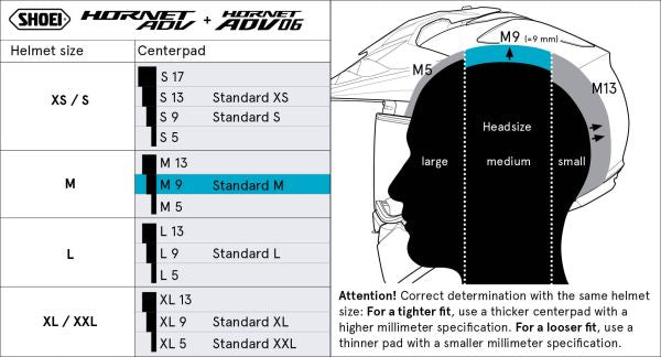 Shoei Head Pad M9 Type-H for Hornet ADV 06 / Hornet ADV