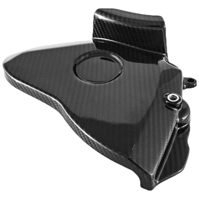 Fullsix carbon sprocket cover for Yamaha YZF-R1/M 2015-2026 in 245 Twill gloss finish