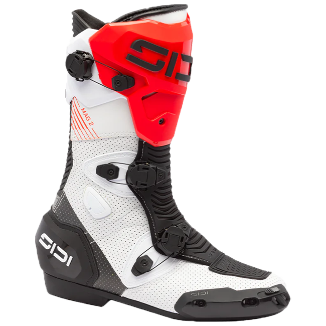 Sidi MAG 2 Air motorcycle boots in white, black and red colourway 391