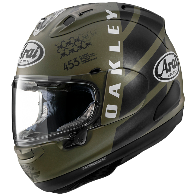 Arai RX-7V Evo full-face helmet in Maverick Viñales Oakley Replica 2024 gloss finish