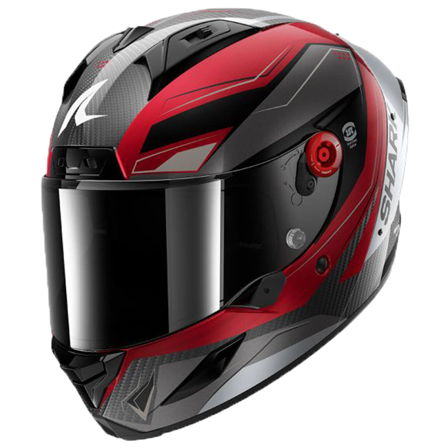 Shark Aeron RS Mekarium DRS full-face helmet in red and silver