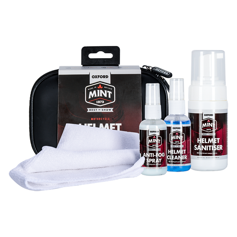 Oxford Mint Helmet Care Kit 4-piece set in rigid EVA carry case