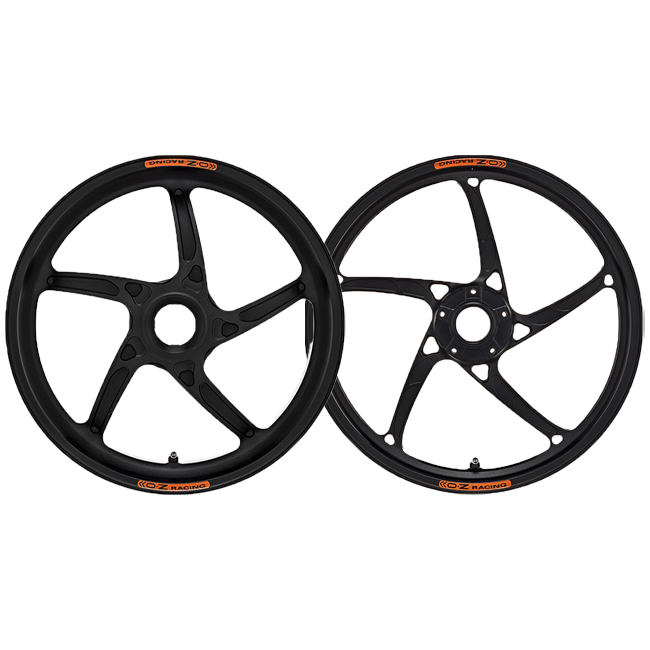 OZ Piega R forged aluminium wheel set for Ducati Panigale V2 955 in techno black anodised finish