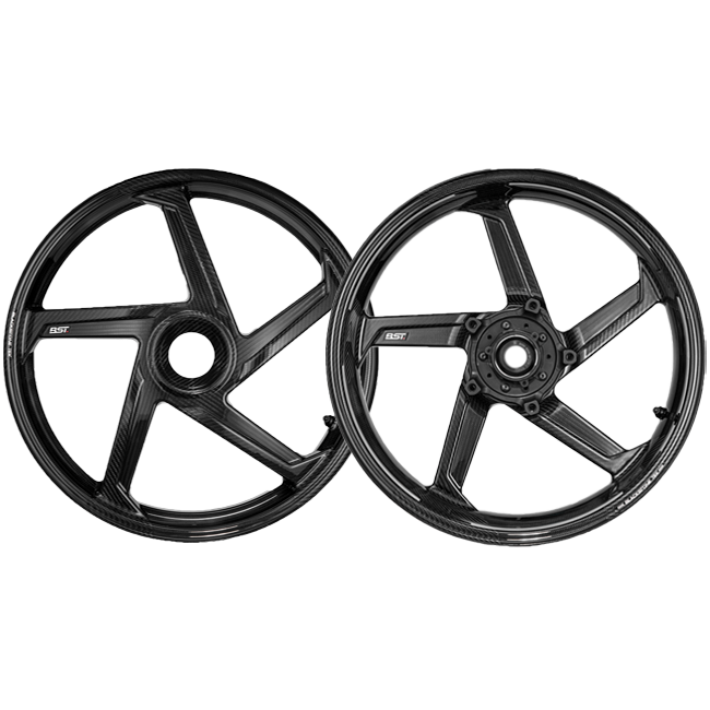 BST STAR TEK carbon wheel set for Ducati Panigale V4/S/R 2018–2024, gloss finish