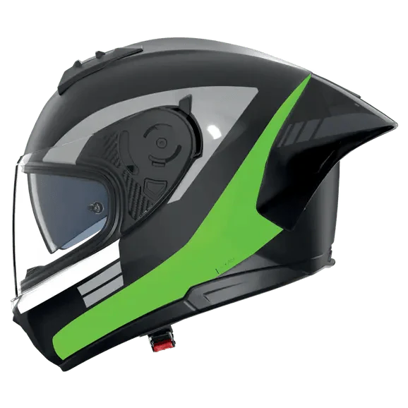 Nolan N60-6 Sport helmet Contrasto 358 gloss black and fluorescent green full-face view