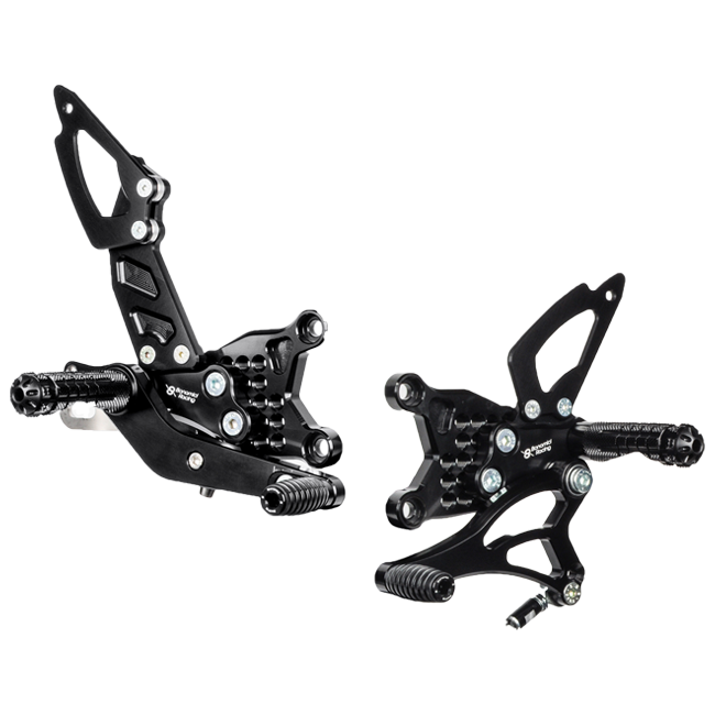 Bonamici Racing black anodised rearset kit for Aprilia RSV4 2009-2016 A003/A004