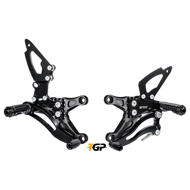 Bonamici Racing K010 black anodised rearsets for Kawasaki ZX-6R 636 RR 2009–2017