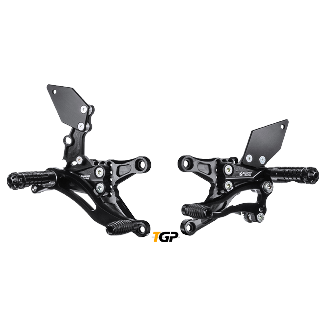 Bonamici Racing K020 rearset kit for Kawasaki ZX-6R 636 RR, black anodised aluminium