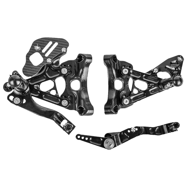 Spider Racing rearset kit for BMW M1000RR K66 2021-2026, part 10.B185, CNC aluminium