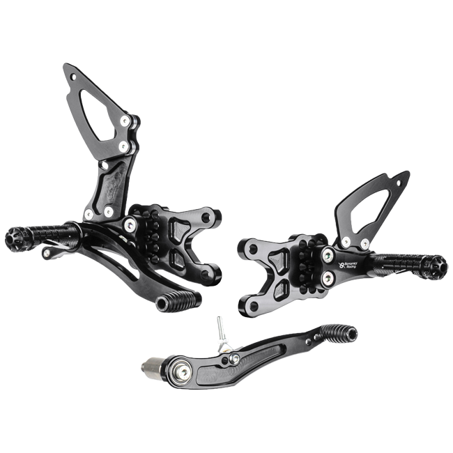 Bonamici Racing S008 rearset kit for Suzuki GSX-R 600/750, black anodised aluminium