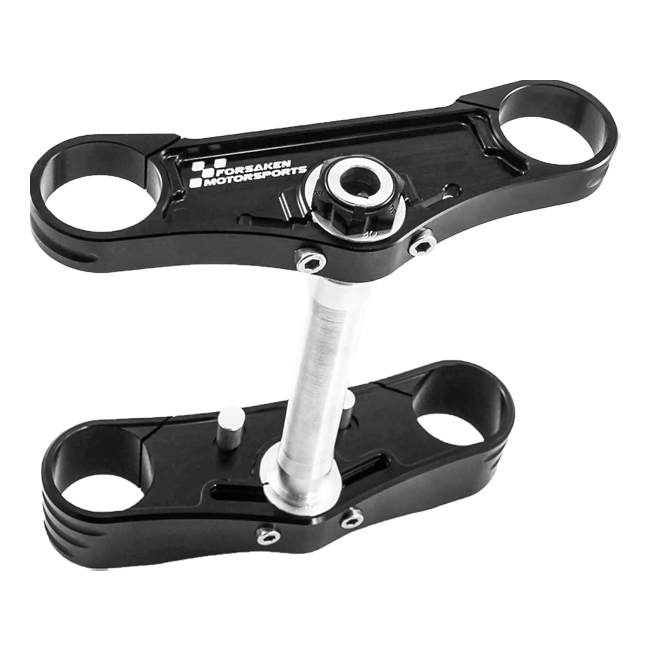 Forsaken Motorsport black anodised adjustable triple clamp for Suzuki GSX-R 1000 2017–2023