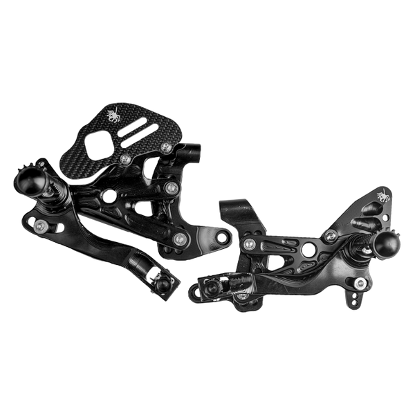 Spider Racing EVO rearsets for Ducati Panigale V4/S/R 2018–2024, CNC-machined aluminium