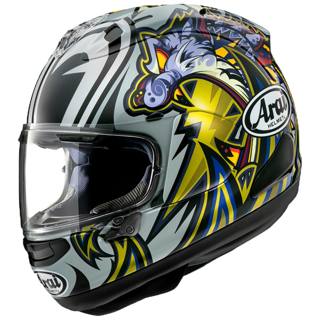 Arai RX-7V Evo full-face helmet in Katsuyuki Nakasuga4 Replica gloss livery