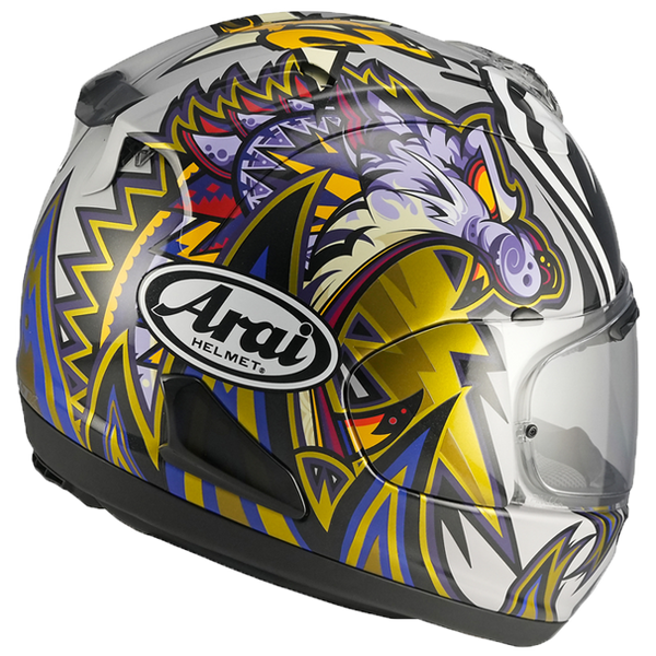 Arai RX-7V Evo full-face helmet in Katsuyuki Nakasuga4 Replica gloss livery