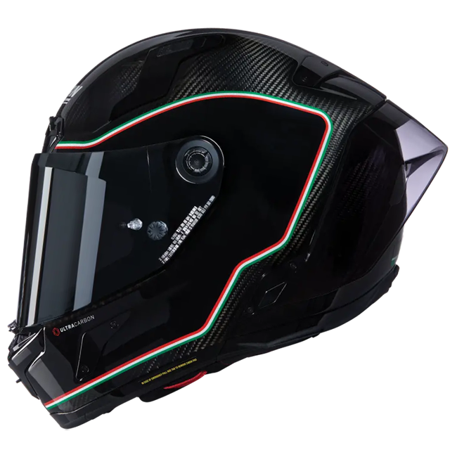 Nolan X-804 RS Ultra Carbon full-face helmet in Asso di Picche 341 gloss black and red livery