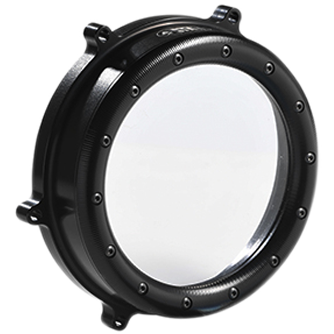 STM transparent clutch cover black anodised rim Ducati Panigale V4