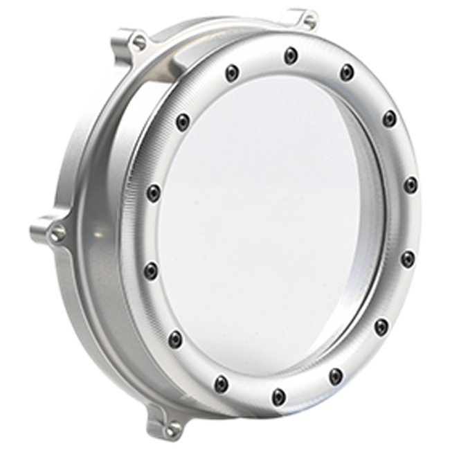 STM transparent clutch cover with silver anodised rim for Ducati Panigale V4/S/R