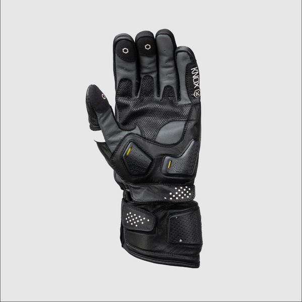 Knox Oulton MK2 men's sport leather motorcycle gloves in Black/White