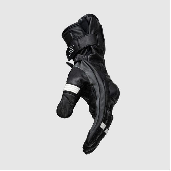 Knox Oulton MK2 men's sport leather motorcycle gloves in Black/White